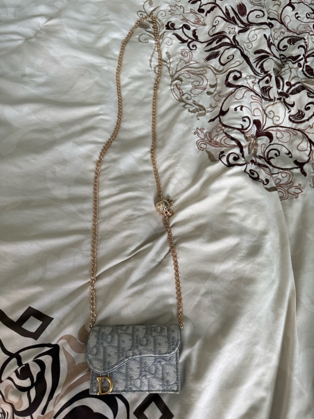 Christian Dior Oblique Jacquard Compact Wallet on Chain - Picture 4 of 6
